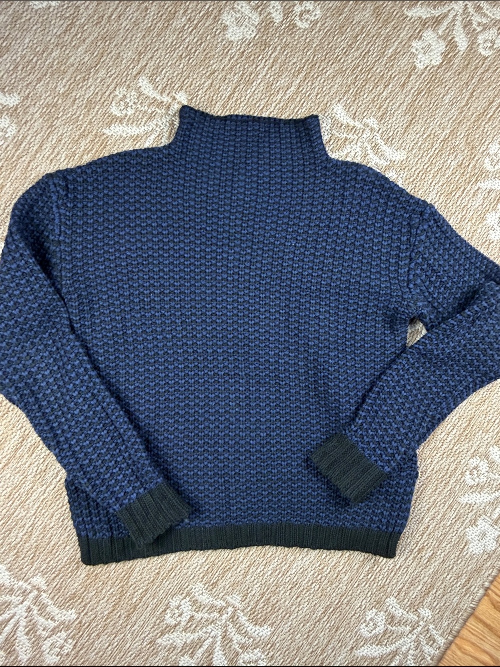 Sanctuary Navy Textured Turtleneck Sweater with Black Trim